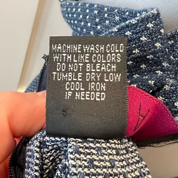 Nina Women’s Small Blue White Plunge Criss Cross Open Back Midi Dress - Picture 13 of 14